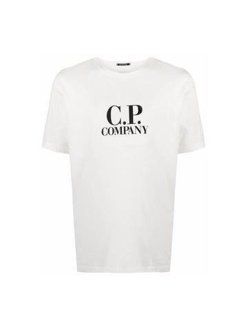 Logo Print Short Sleeve T-Shirt White - CP COMPANY - BALAAN 1