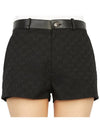 high rise monogram canvas leather shorts black - GUCCI - BALAAN.