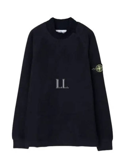 Garment Dyed Gauze Mock Neck Sweatshirt Navy - STONE ISLAND - BALAAN 2