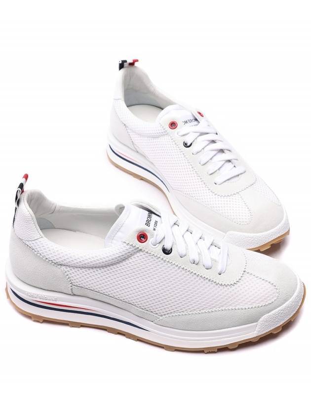 Fine Kid Suede Tech Runner White - THOM BROWNE - BALAAN 7