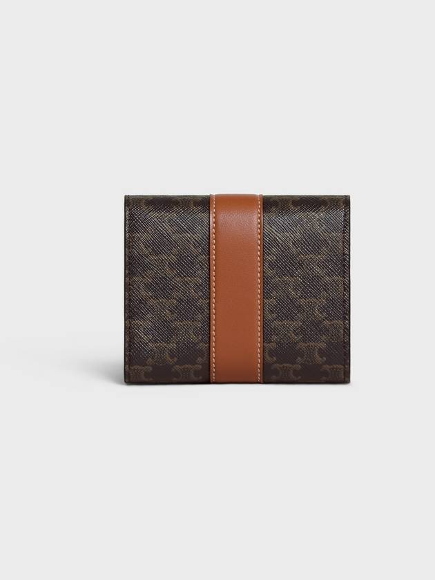 Triomphe Canvas Lambskin Trifold Small Half Wallet Tan - CELINE - BALAAN 4