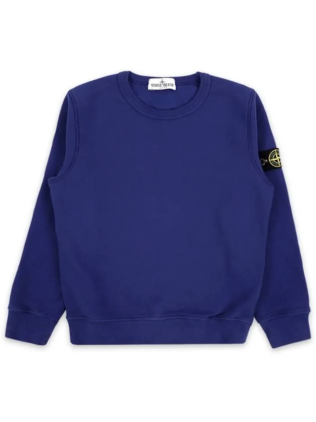 Kids Wappen Patch Organic Cotton Fleece Sweatshirt Blue - STONE ISLAND - BALAAN 4