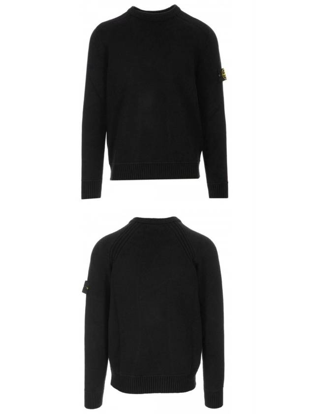 Winter Cotton Crewneck Knit Top Black - STONE ISLAND - BALAAN 5