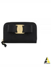 Vara Bow Zipper Card Wallet Black - SALVATORE FERRAGAMO - BALAAN 2