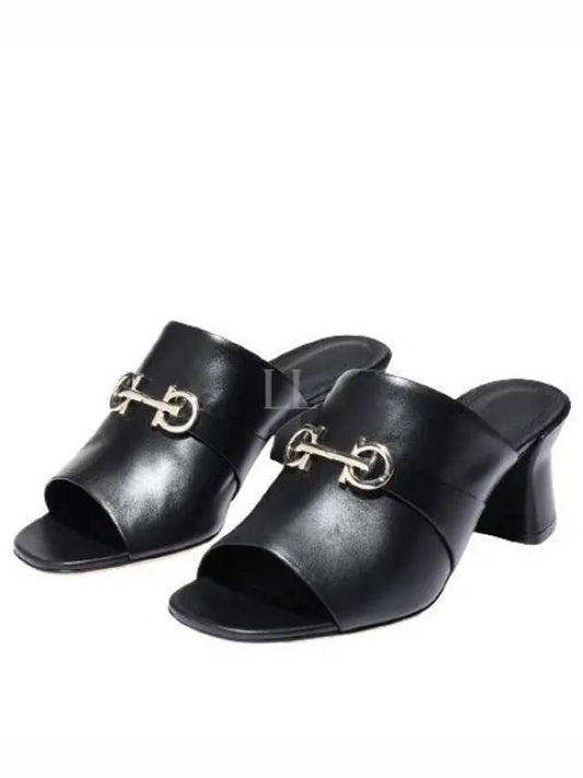 Gancini Ornament Sandal Heels Black - SALVATORE FERRAGAMO - BALAAN 2