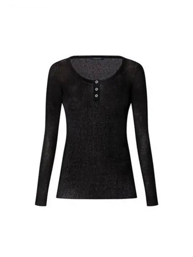 Ribbed Henley Top Black 1AGFY3 - LOUIS VUITTON - BALAAN 1