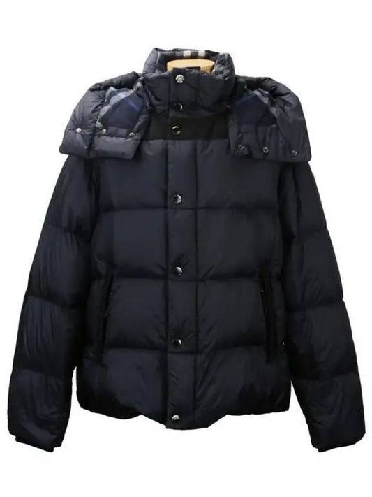 Detachable Sleeve Hooded Short Padding Navy - BURBERRY - BALAAN 2