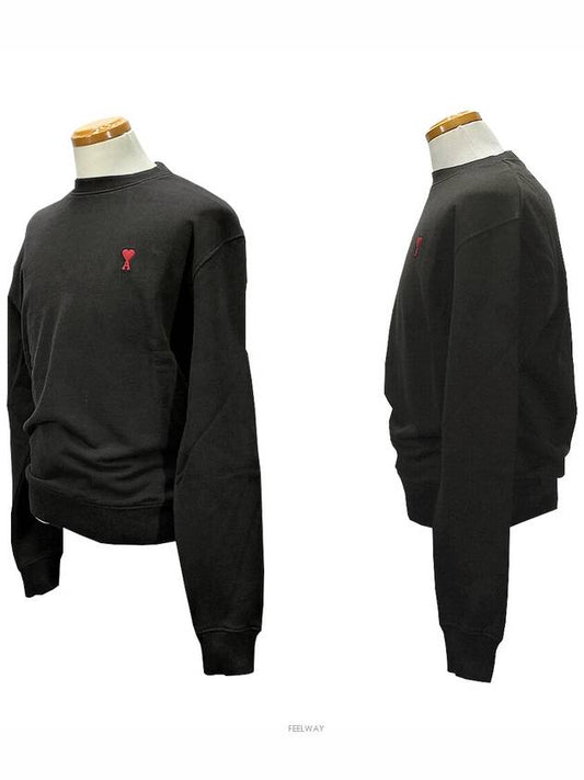 Small Heart Logo Sweatshirt Black - AMI - BALAAN 2