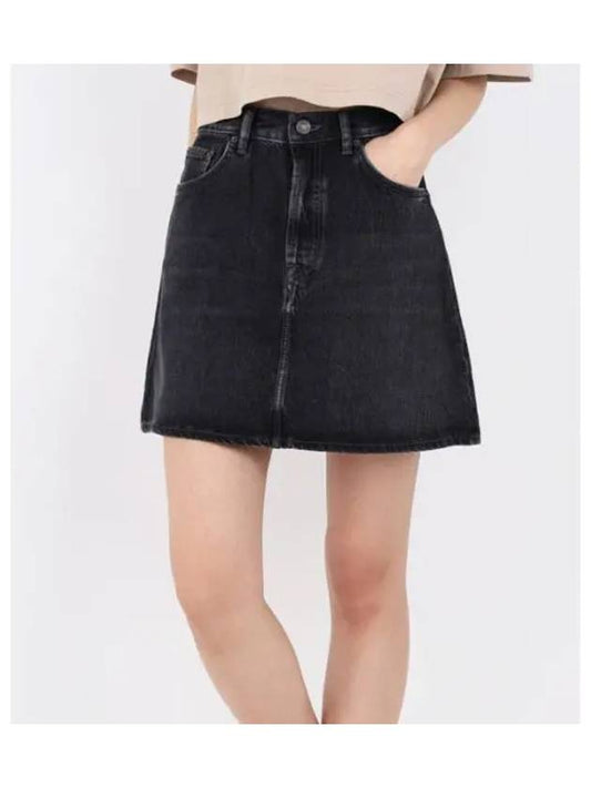 Denim Mini A-Line Skirt Black - ACNE STUDIOS - BALAAN 2
