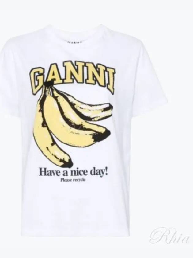 Basic Jersey Banana Relaxed Short Sleeve T-Shirt White - GANNI - BALAAN 2