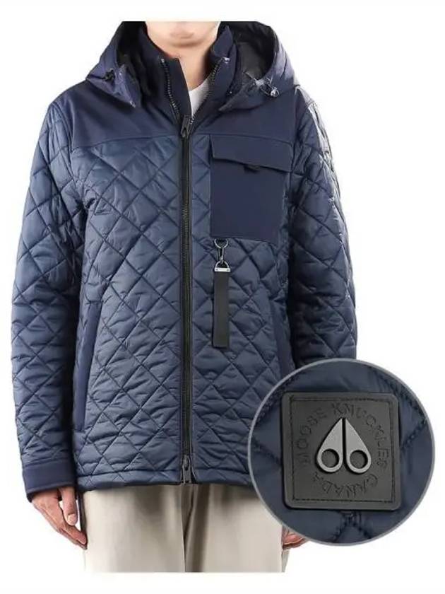 Men's Out Bank Down Hooded Jacket Blue - MOOSE KNUCKLES - BALAAN 2