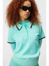 Women's Feline Knit Short Sleeve Polo Shirt Aruba Blue - J.LINDEBERG - BALAAN 6