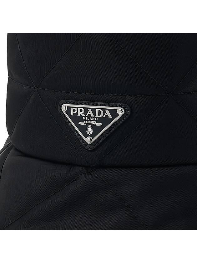 Triangle Logo Nylon Bucket Hat Black - PRADA - BALAAN 7