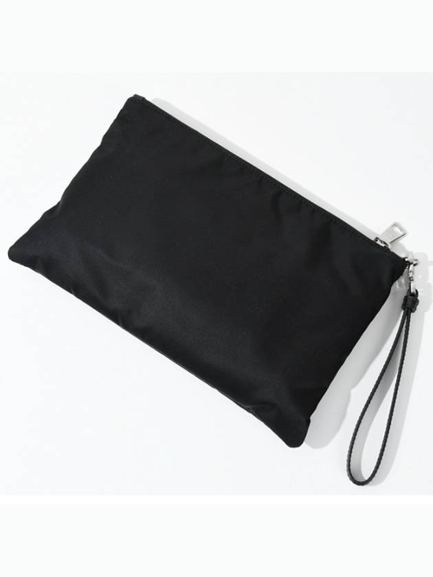 Re-Nylon and Saffiano Leather Clutch Bag Black - PRADA - BALAAN 4