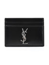 Monogram Card Case in Smooth Leather Black - SAINT LAURENT - BALAAN 2