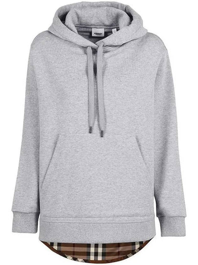 Check Panel Cotton Oversized Hoodie Melange Grey - BURBERRY - BALAAN 2