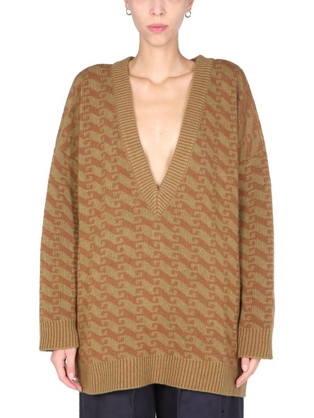 V-NECK JACQUARD SWEATER - JEJIA - BALAAN 1