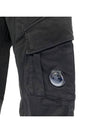 Men's Lens Wappen Stretch Satin Cargo Straight Pants Black - CP COMPANY - BALAAN 4