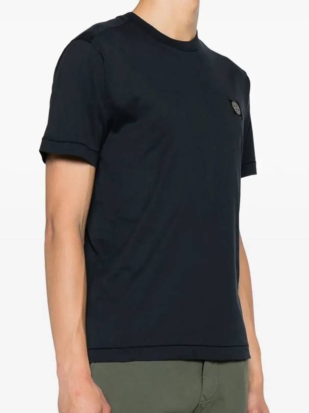 Logo Patch Short Sleeves T-Shirt Navy - STONE ISLAND - BALAAN 3