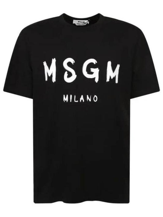 Brushed Logo Short Sleeve T-Shirt Black - MSGM - BALAAN 2