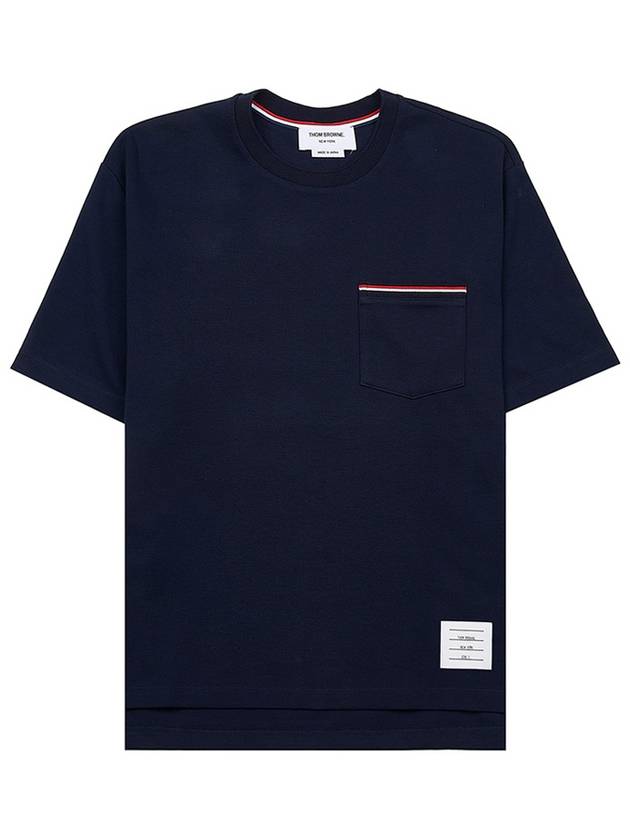 Cotton Oversized Pocket Short Sleeve T-Shirt Navy - THOM BROWNE - BALAAN 2