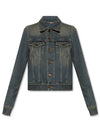 Vintage Washed Crop Denim Jacket Blue - SAINT LAURENT - BALAAN 1