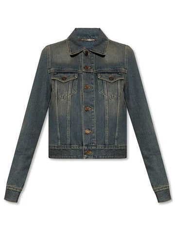 Vintage Washed Crop Denim Jacket - SAINT LAURENT - BALAAN 1
