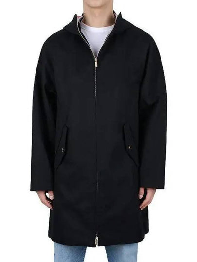 Waterproof Cotton Twill T-Dart Hooded Jacket Navy - THOM BROWNE - BALAAN 2