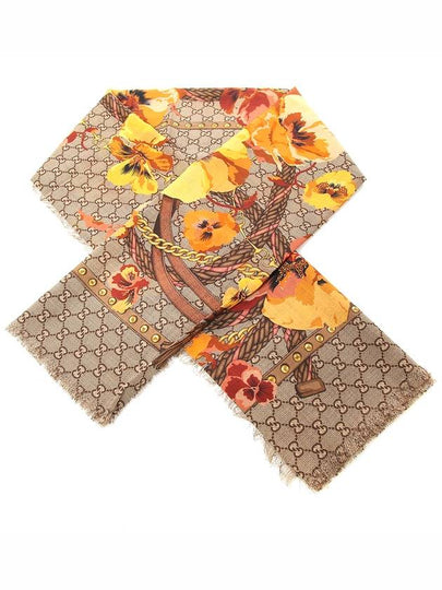 GG Flower Square Shawl Wool Muffler Yellow - GUCCI - BALAAN 2