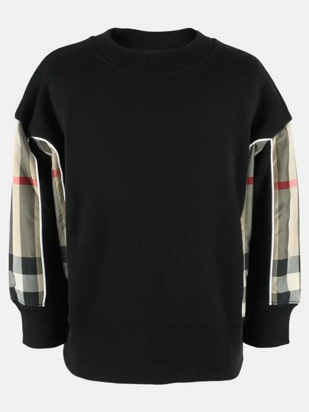 Kids Check Panel Sweatshirt Black Beige 8047621 - BURBERRY - BALAAN 2