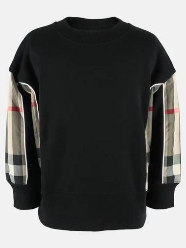 Kids Check Panel Sweatshirt Black Beige 8047621 - BURBERRY - BALAAN 1