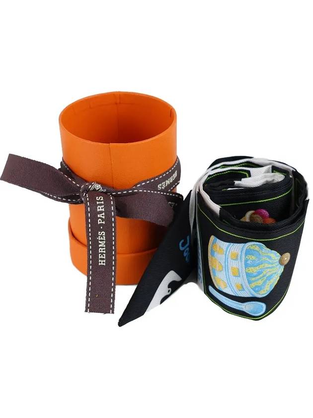 Funny Ice Cream Twilly Scarf Noir - HERMES - BALAAN 5