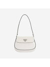 Flap Cleo Brushed Leather Shoulder Bag White N - PRADA - BALAAN 1