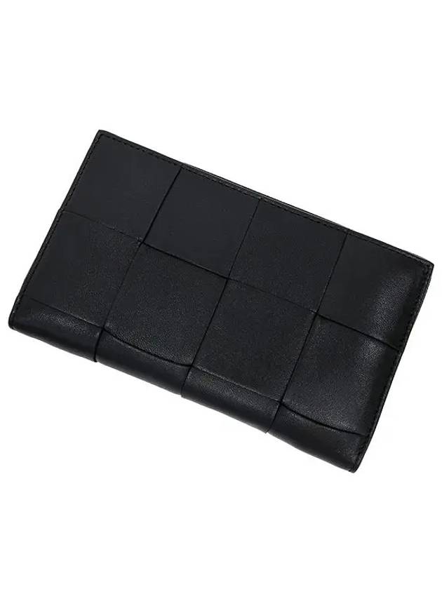 Intrecciato Zipper Around Long Wallet Black - BOTTEGA VENETA - BALAAN 5