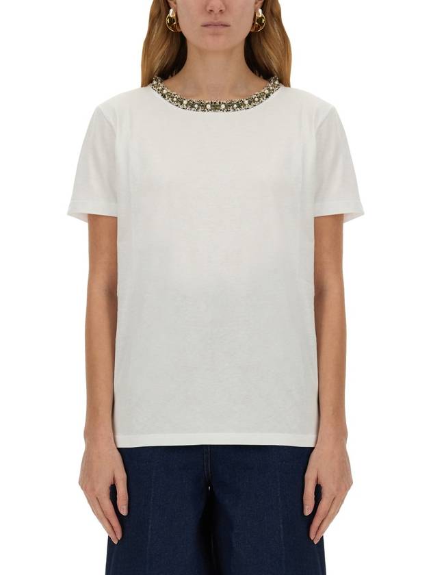 T-SHIRT WITH EMBROIDERED COLLAR - NINA RICCI - BALAAN 1