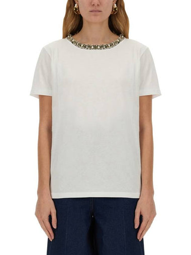 T-SHIRT WITH EMBROIDERED COLLAR - NINA RICCI - BALAAN 1