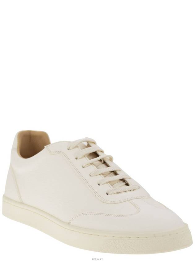 Deerskin Trainers Latex Sole Low Top Sneakers White - BRUNELLO CUCINELLI - BALAAN 3