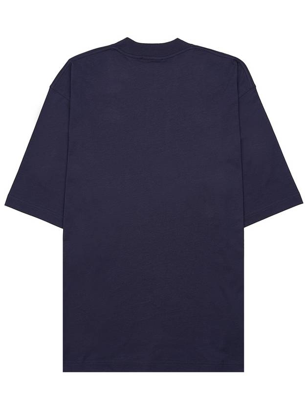 Logo Organic Cotton Short Sleeve T-Shirt Navy - MARNI - BALAAN 3