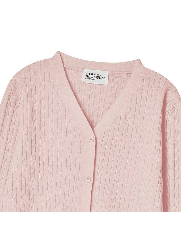 V neck cable knit cardigan Light pink - THE GREEN LAB - BALAAN 2