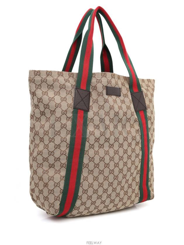 GG jacquard brown three stripe tote bag 189669 - GUCCI - BALAAN 3