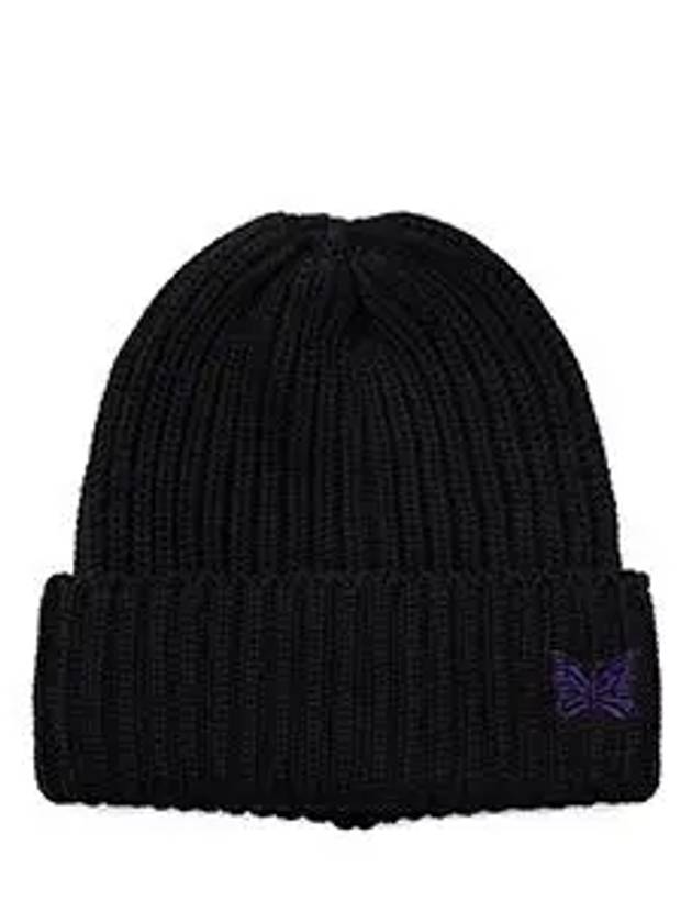 23FW black logo wool beanie NS064 BLACK - NEEDLES - BALAAN 5