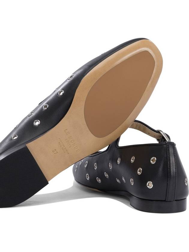 'Mary Jane' Black Ballerinas With Eyelets In Leather Woman - LE MONDE BERYL - BALAAN 5