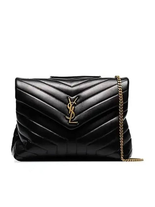 Loulou Matelasse Quilted Y Leather Medium Shoulder Bag Black - SAINT LAURENT - BALAAN 1