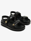 Kira Sports Logo Leather Sandals Black - TORY BURCH - BALAAN 6