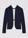 Tailored Collarless Belt Decoration Cardigan Ink Blue - FABIANA FILIPPI - BALAAN 1