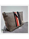 Men's Three Stripes Wool Tote Bag Grey - THOM BROWNE - BALAAN 3