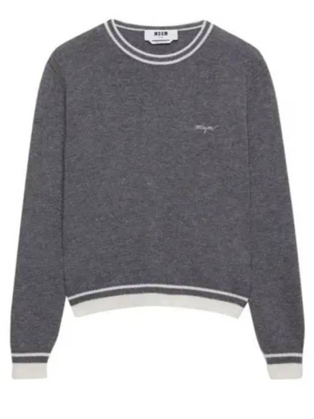 Embroidered Logo Knit Top Grey - MSGM - BALAAN 2