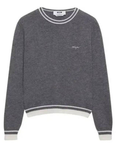 Embroidered Logo Knit Top Grey - MSGM - BALAAN 2