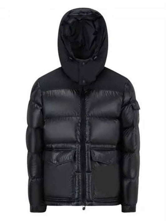 MASAYA logo patch two tone short down jacket glossy black men s padding 233344 - MONCLER - BALAAN 1