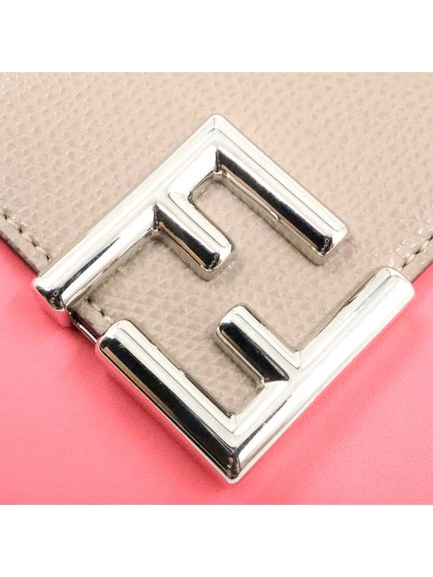 Women s Fendi 8M0395 FF Pink Dove Gray Two Tone Diamond Micro Tri Fold Card Wallet gt Half Gangbuk used luxury goods - FENDI - BALAAN 7